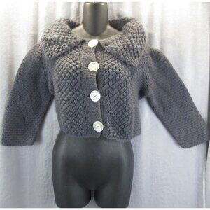 VTG Cottage Core Sz M Prairie Grandma Knit Long Sleeve Cropped Sweater Buttons